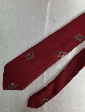 Lanvin Burgundy Silk Tie with Geometric Motif
